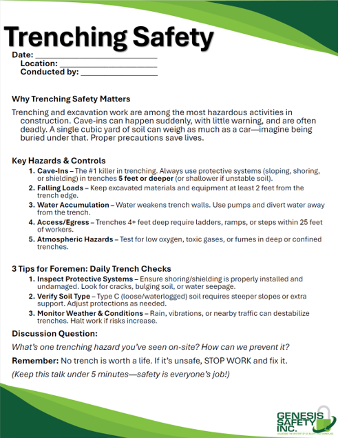 Toolbox Talk - Trenching Safety