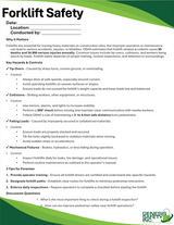 Toolbox Talk - Forklift Safety