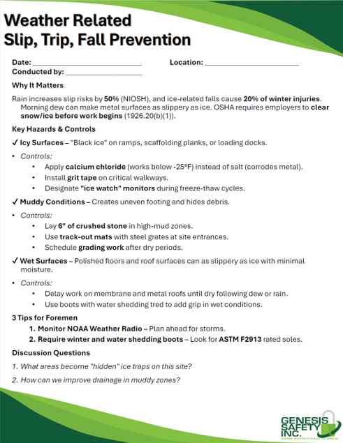 Toolbox Talk - Preventing Weather Related Slips and Trips